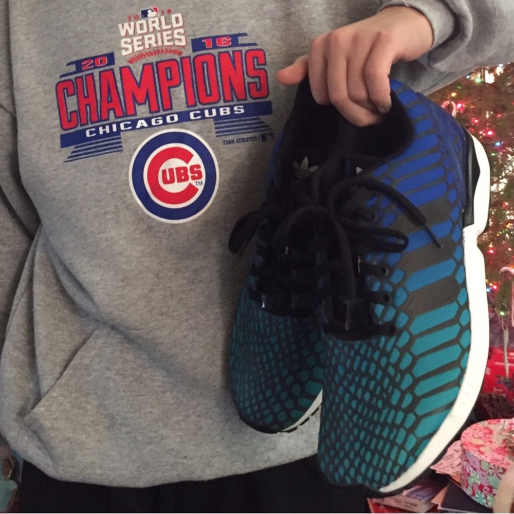 NWOT Reflective Holographic ZX FLUX XENO Blue Black Turquoise Adidas Shoes B2444 - Picture 9 of 17